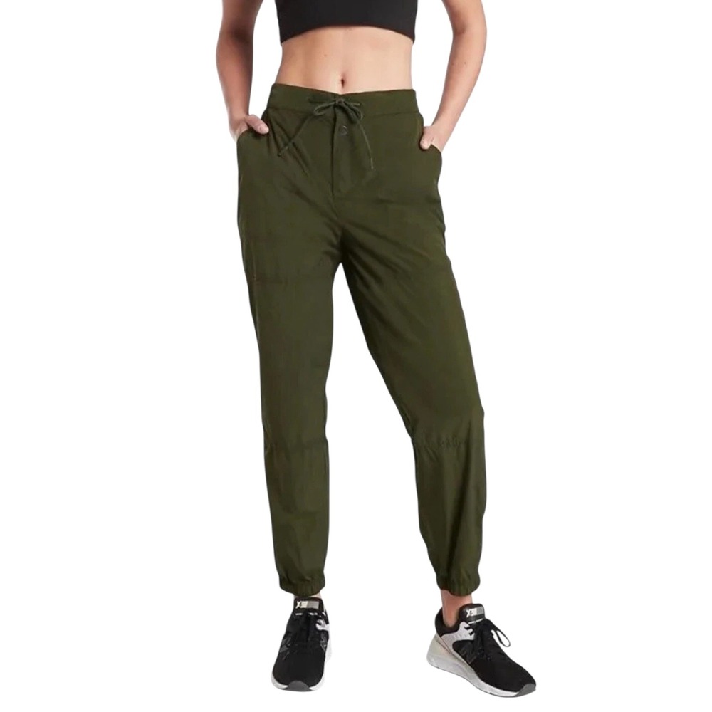Athleta Expedition Jogger Pants Olive Green Drawstring Lightweight Womens‎ 6